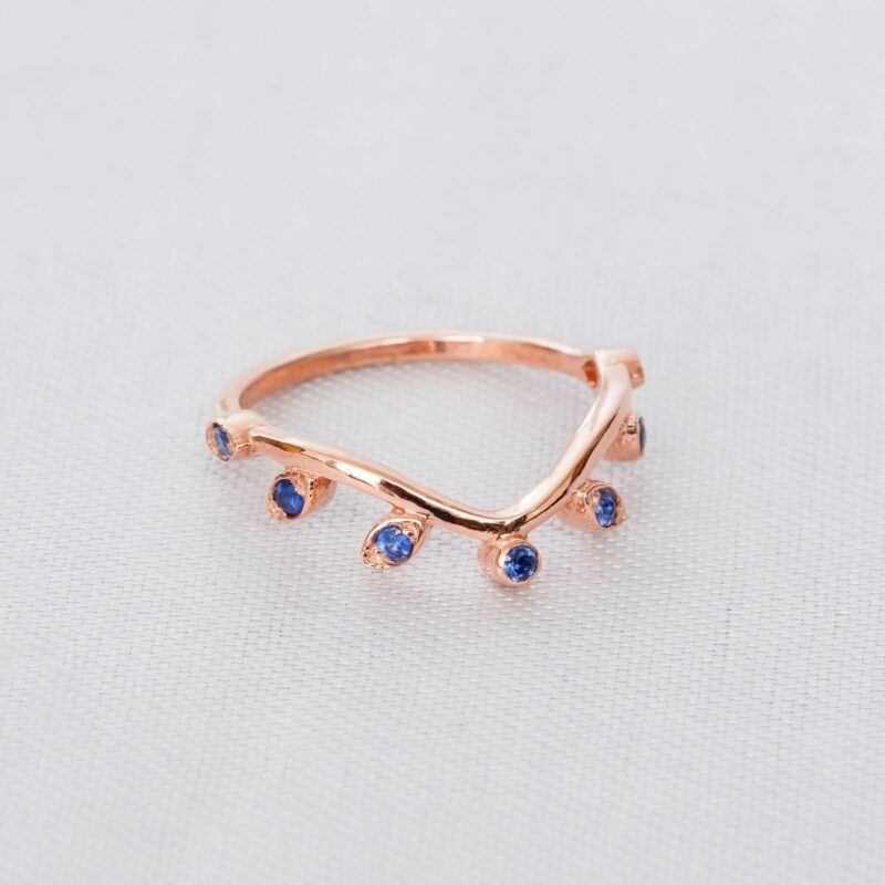 Blue Sapphire Wedding Band For Women - Image 3
