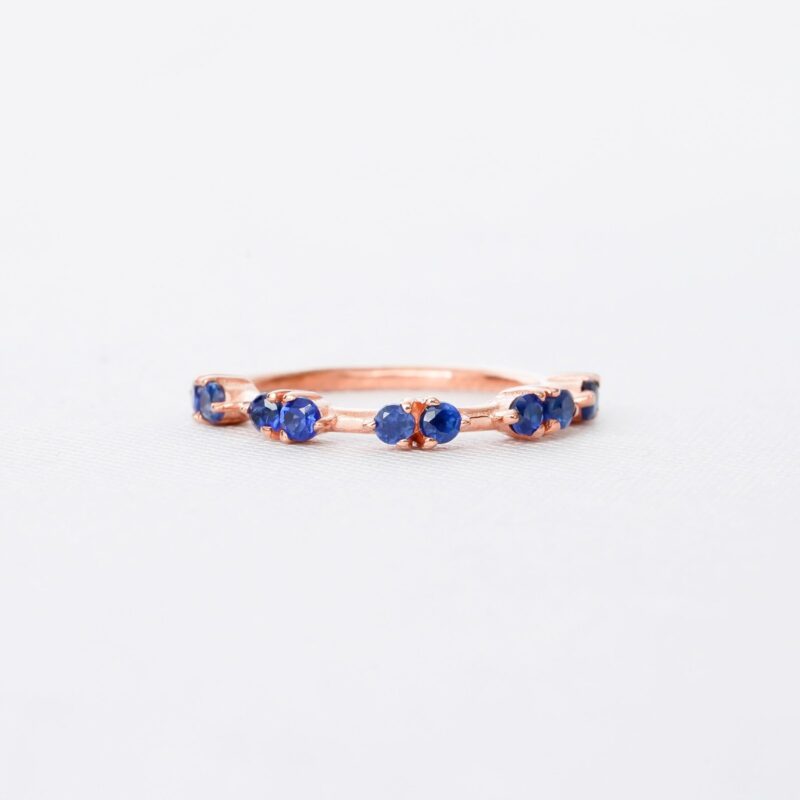 Blue Sapphire Wedding Band For Women - Image 2
