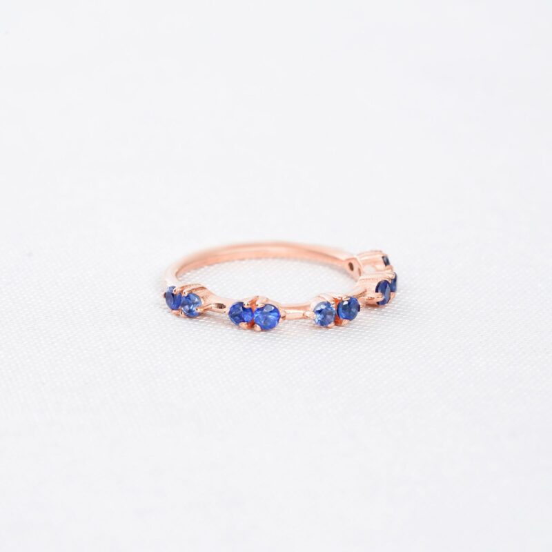 Blue Sapphire Wedding Band For Women - Image 3