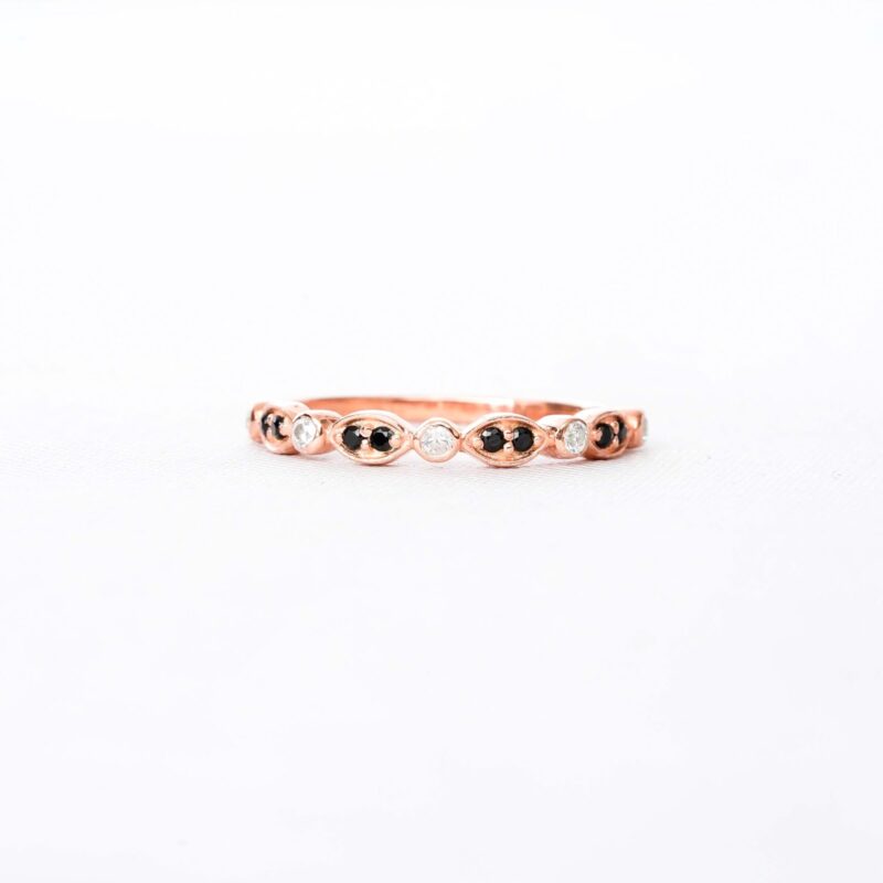 Black Onyx Diamond Wedding Band For Women - Image 2