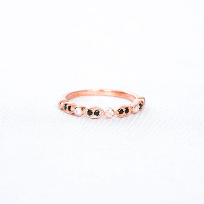 Black Onyx Diamond Wedding Band For Women - Image 3