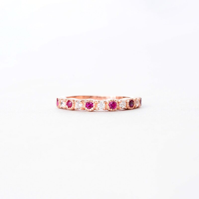 Ruby Diamond Wedding Band For Women - Image 2