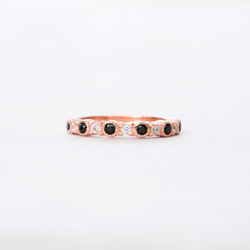 Black Onyx Diamond Wedding Band For Women - Image 2