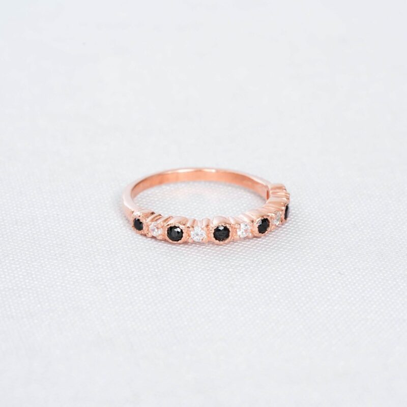 Black Onyx Diamond Wedding Band For Women - Image 3