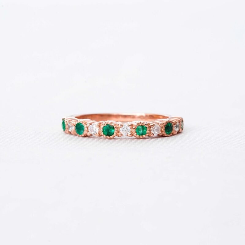 Emerald Diamond Wedding Band For Women - Image 2