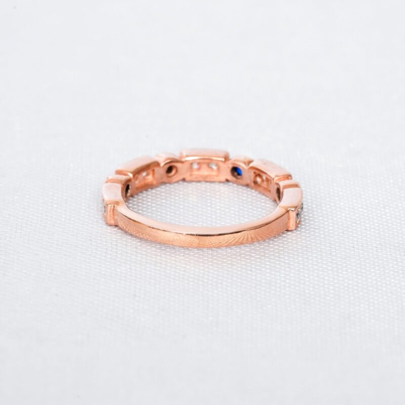 Blue Sapphire Diamond Wedding Band For Women - Image 4
