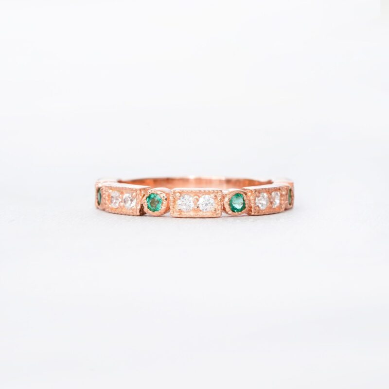 Emerald Diamond Wedding Band For Women - Image 2