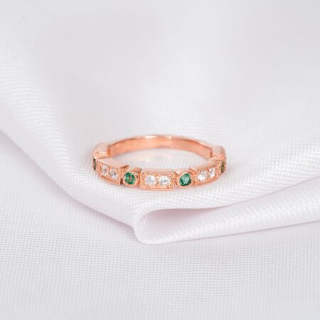 Emerald Diamond Wedding Band For Women