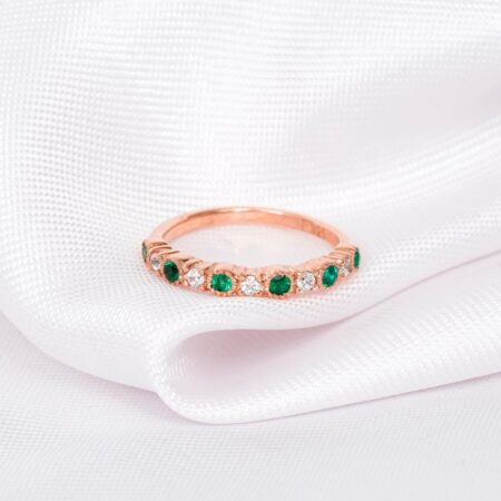 Emerald Diamond Wedding Band For Women