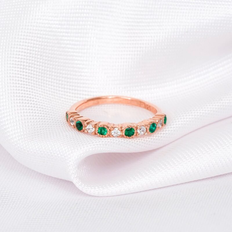 Emerald Diamond Wedding Band For Women