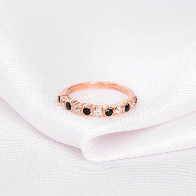 Black Onyx Diamond Wedding Band For Women