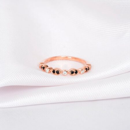 Black Onyx Diamond Wedding Band For Women