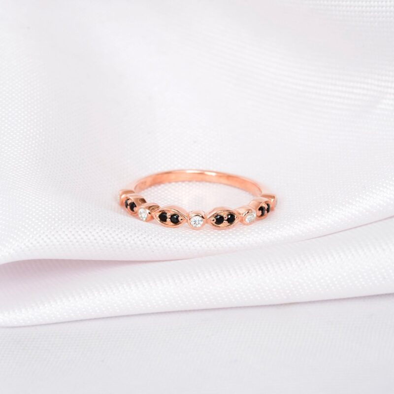 Black Onyx Diamond Wedding Band For Women