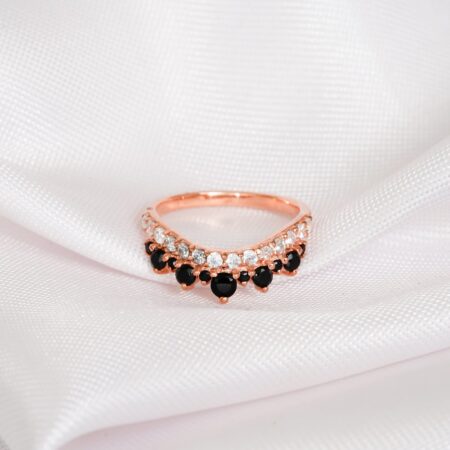 Black Onyx & Diamond Wedding Band For Women
