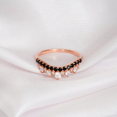 Black Onyx & Diamond Wedding Band For Women