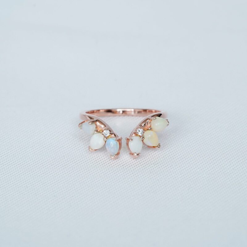 Opal Diamond Wedding Band For Women - Image 2
