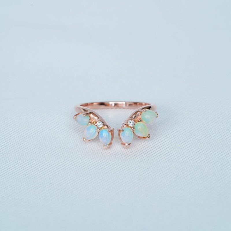 Opal Diamond Wedding Band For Women - Image 3