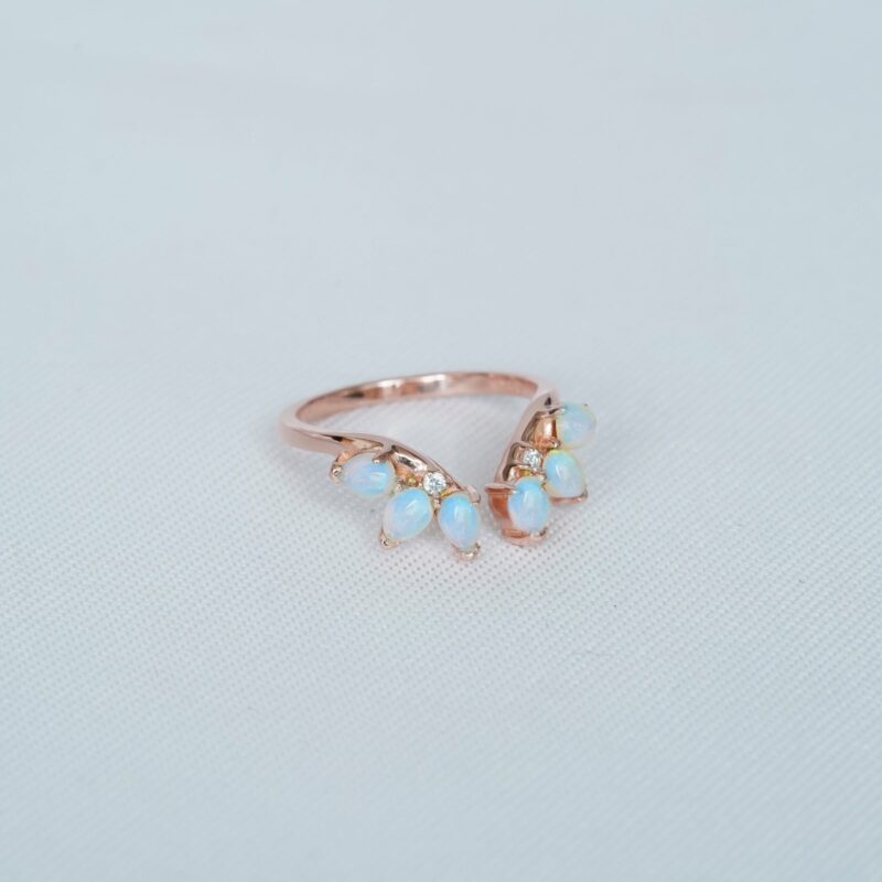 Opal Diamond Wedding Band For Women - Image 5