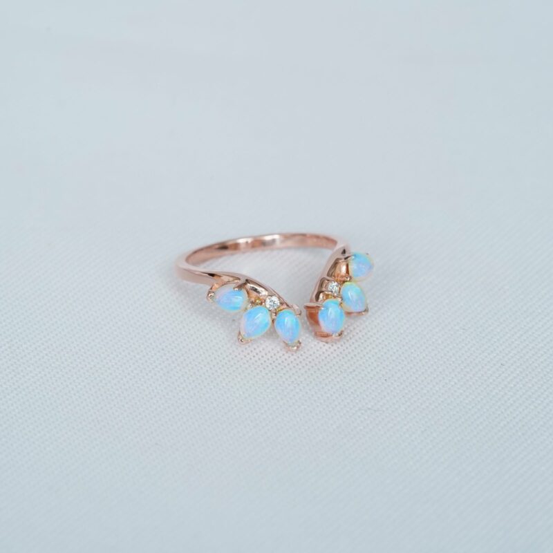 Opal Diamond Wedding Band For Women - Image 6