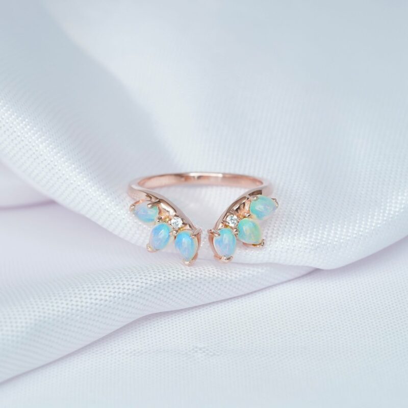 Opal Diamond Wedding Band For Women - Image 8