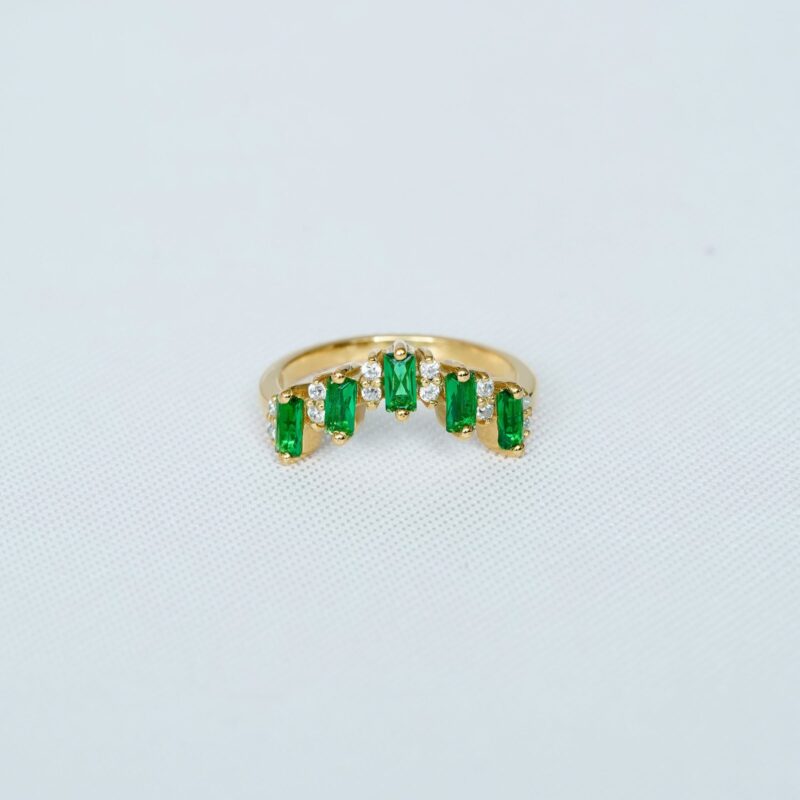 Emerald Diamond Wedding Band For Women - Image 2