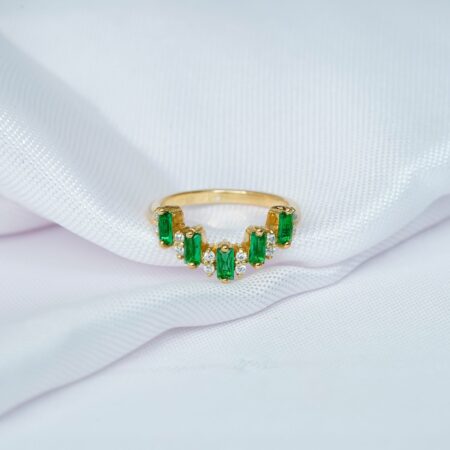 Emerald Diamond Wedding Band For Women