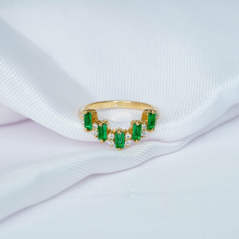 Emerald Diamond Wedding Band For Women