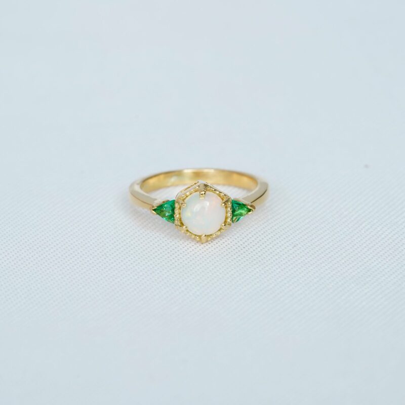 Round Opal Engagement Ring for Women - Image 2