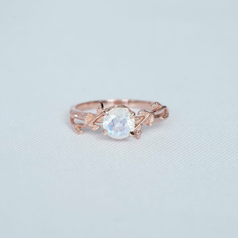 Round Moonstone Engagement Ring for Women - Image 2