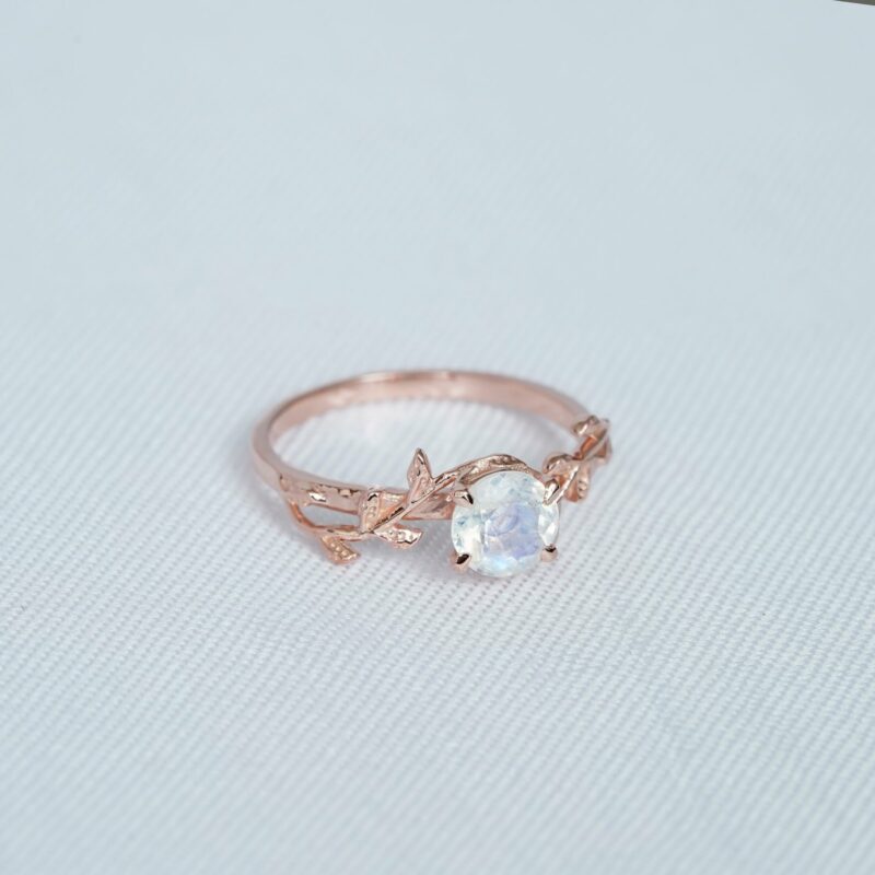 Round Moonstone Engagement Ring for Women - Image 3