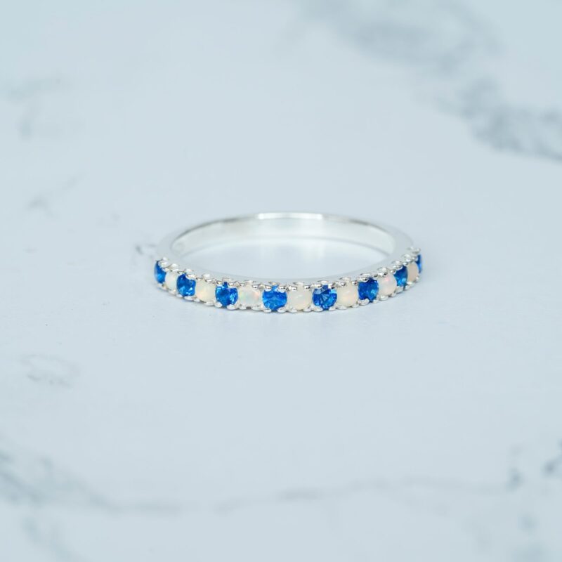 Opal & Blue Sapphire Wedding Band For Women - Image 2