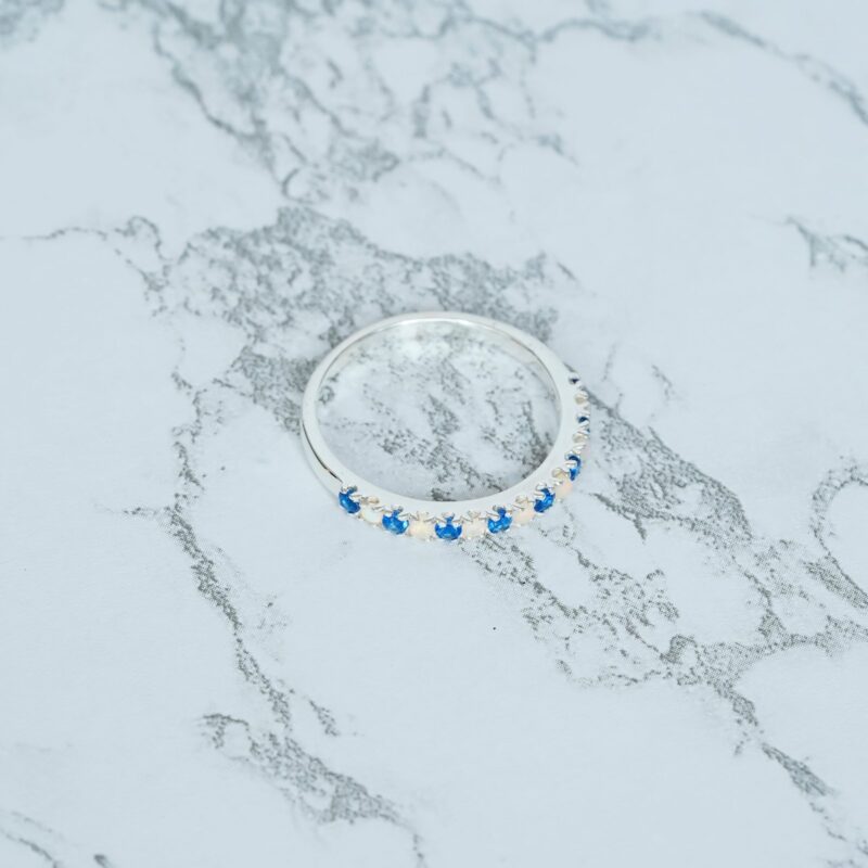 Opal & Blue Sapphire Wedding Band For Women - Image 3
