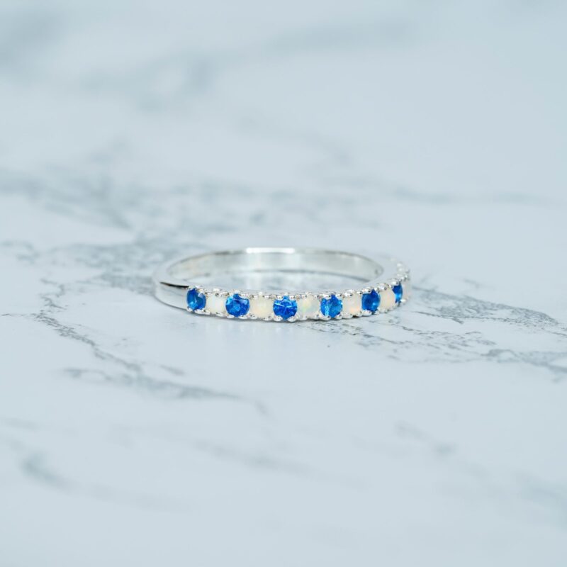 Opal & Blue Sapphire Wedding Band For Women - Image 4