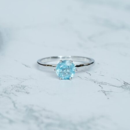 Round Blue topaz Engagement Ring for Women