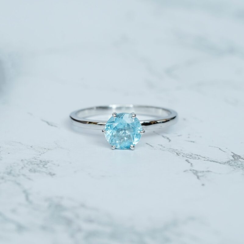Round Blue topaz Engagement Ring for Women