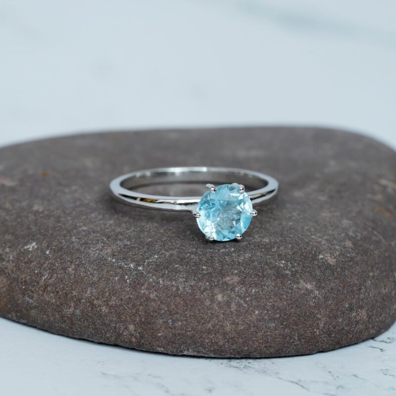Round Blue topaz Engagement Ring for Women - Image 3
