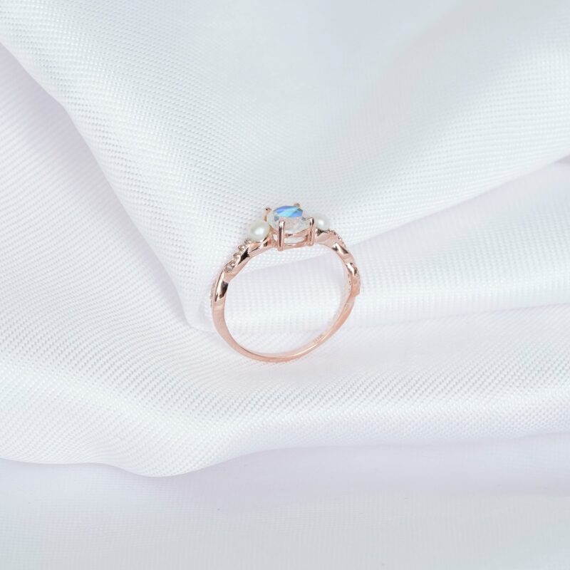 Round Moonstone Engagement Ring for Women - Image 3