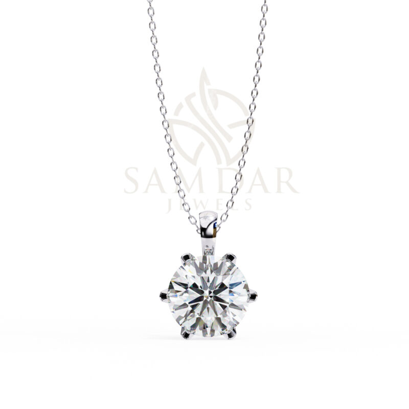 Round Moissanite Pendant Necklace For Women - Image 3