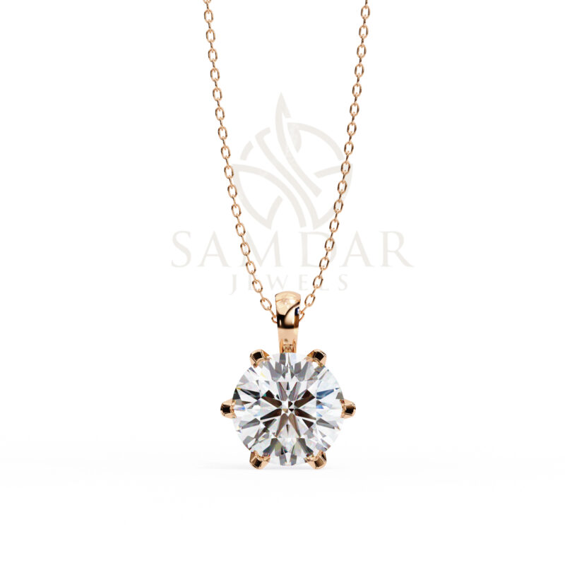 Round Moissanite Pendant Necklace For Women - Image 4