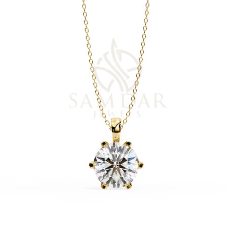 Round Moissanite Pendant Necklace For Women