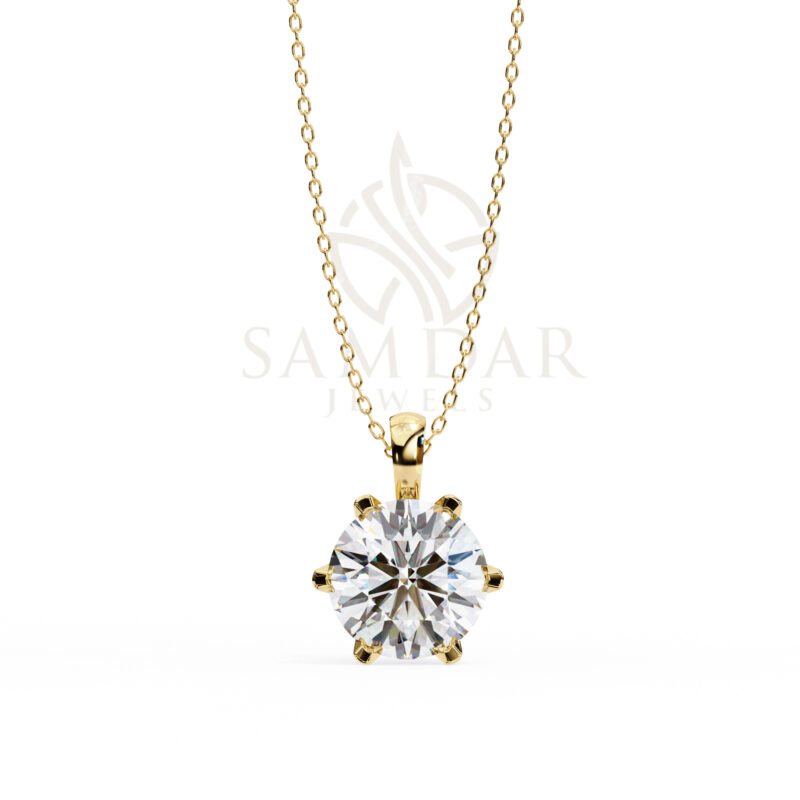 Round Moissanite Pendant Necklace For Women