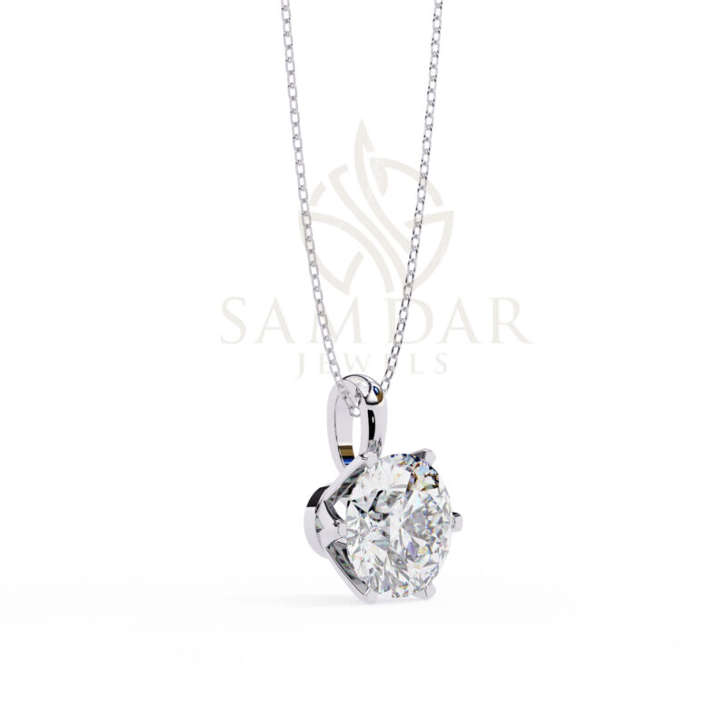 Round Moissanite Pendant Necklace For Women - Image 8