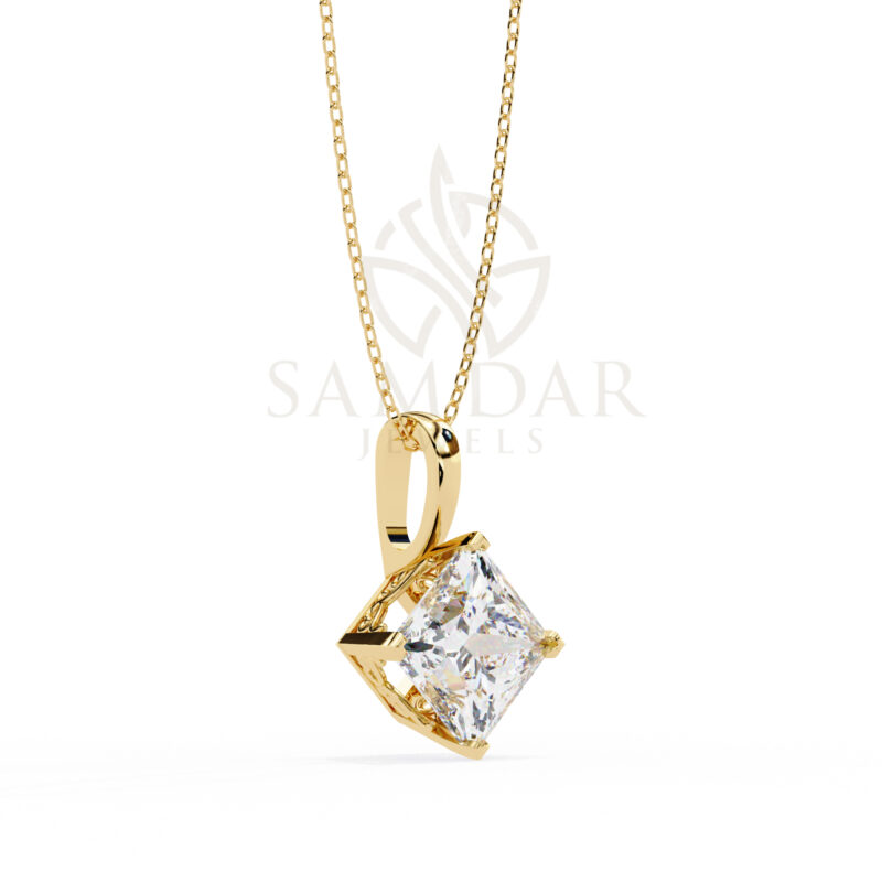 Princess Moissanite Pendant Necklace For Women - Image 3