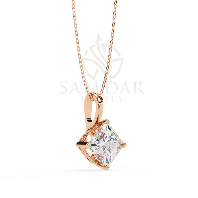 Princess Moissanite Pendant Necklace For Women - Image 4