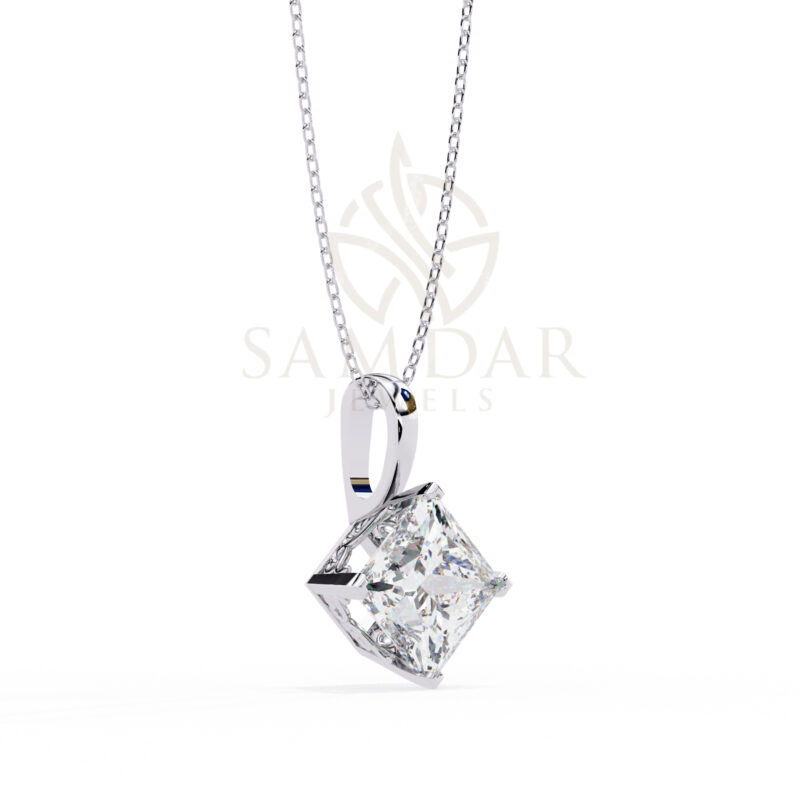 Princess Moissanite Pendant Necklace For Women - Image 5