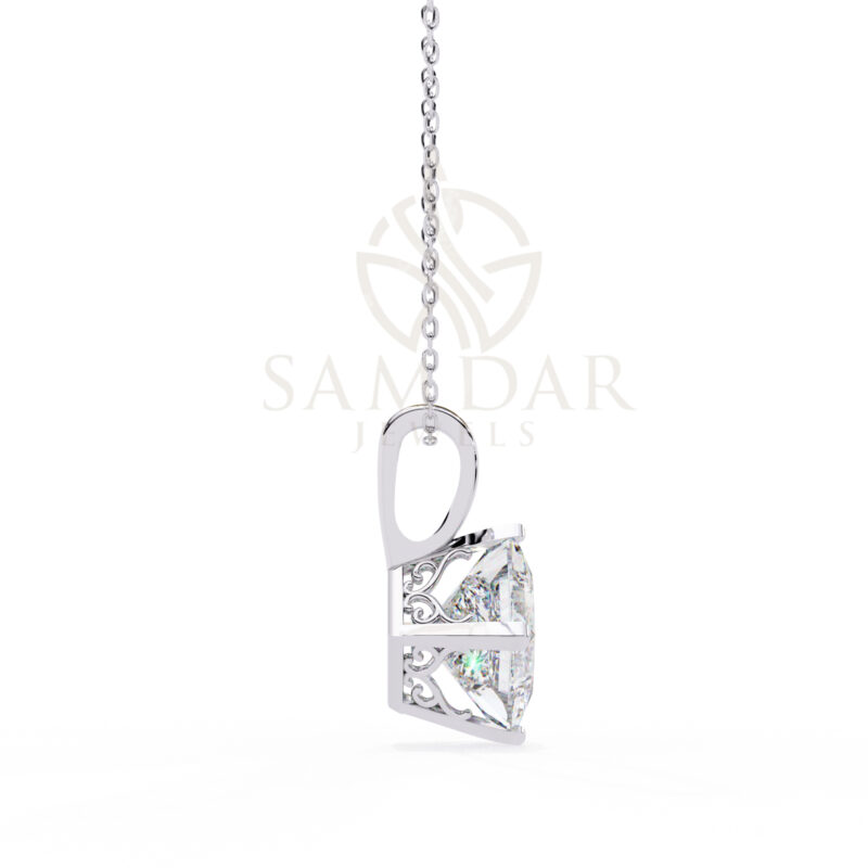 Princess Moissanite Pendant Necklace For Women - Image 6