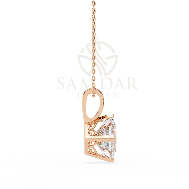 Princess Moissanite Pendant Necklace For Women - Image 7