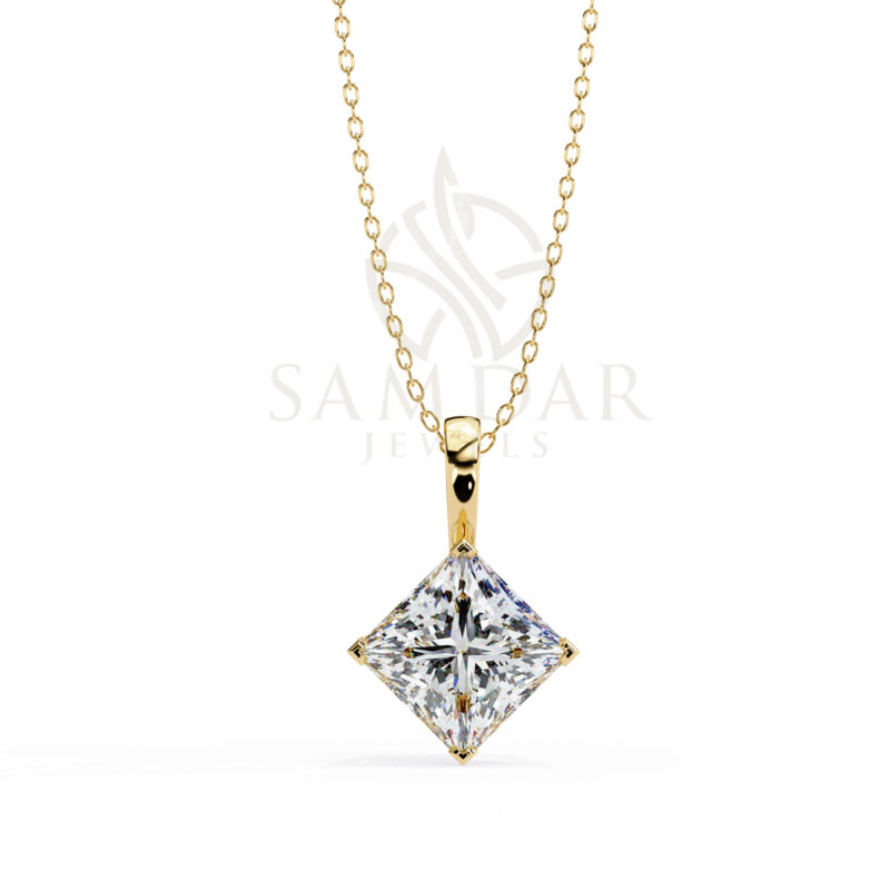 Princess Moissanite Pendant Necklace For Women