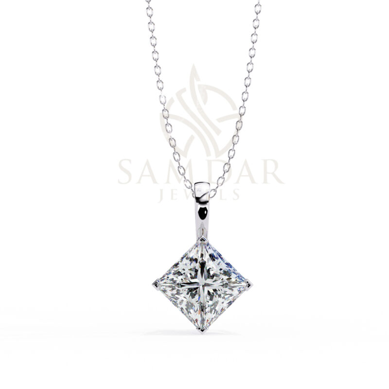 Princess Moissanite Pendant Necklace For Women - Image 10