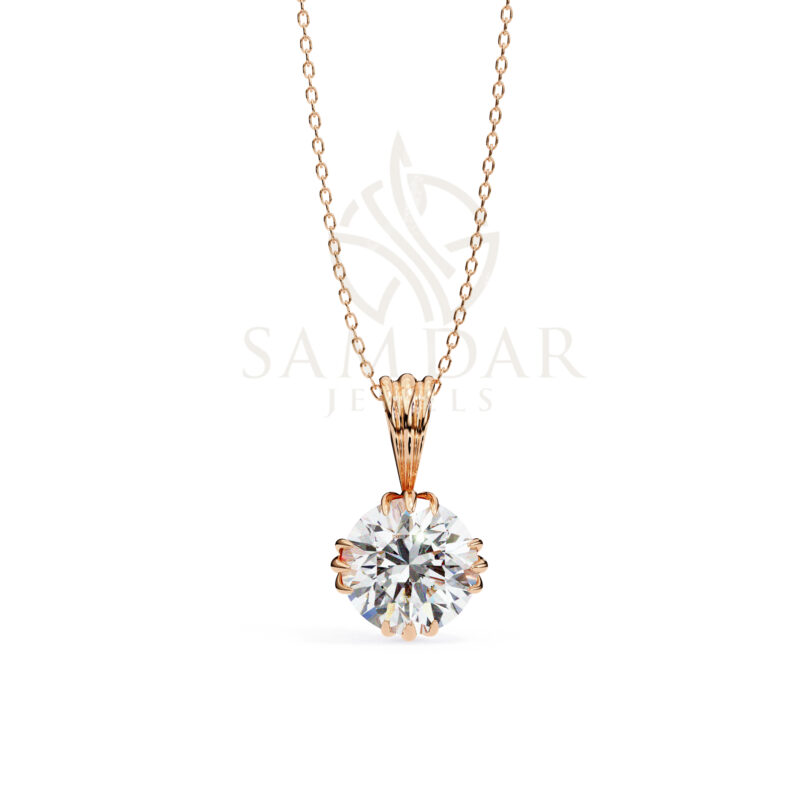 Round Moissanite Pendant Necklace For Women - Image 3